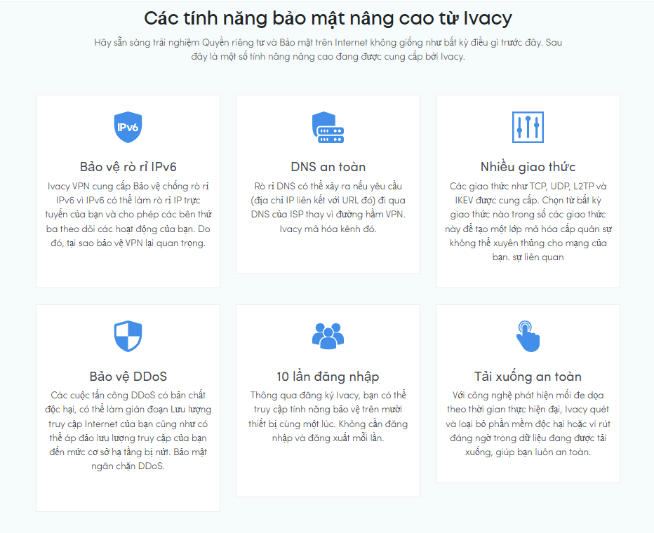 Các tính năng bảo mật từ tài khoản Ivacy VPN